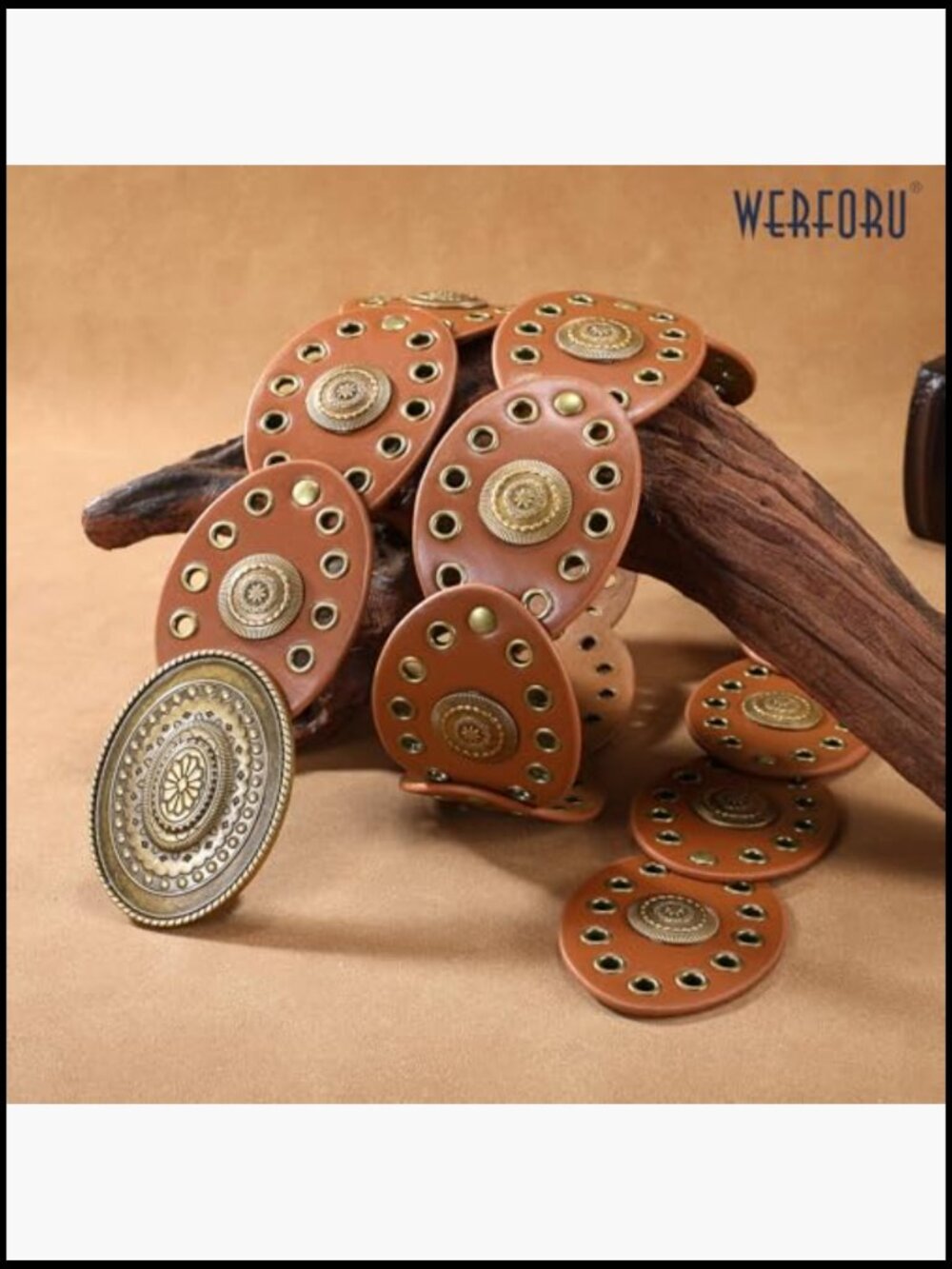 Vintage Western Disc Belt Faux Leather Cowgirl Waist Belt - Picture 4 of 7